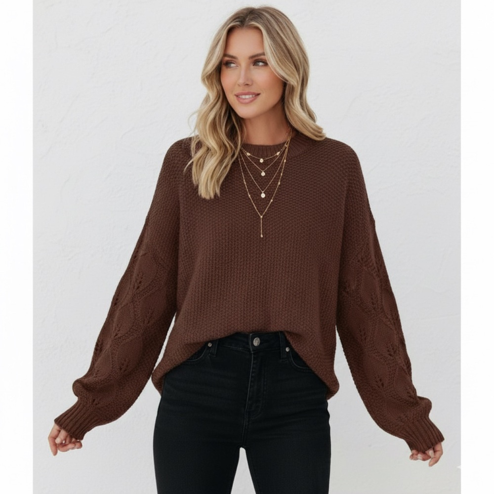 ✨ Chunky Cable Knit Sweater | Lantern Sleeve Oversized Pullover, Fall 2025
